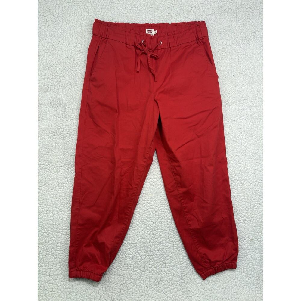 Levis Utility Chino Joggers Pants Womens Size Medium Red Drawstring Bright Taper
